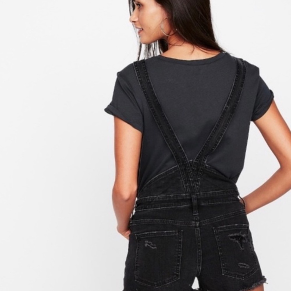 Express Distressed Overall Shorts